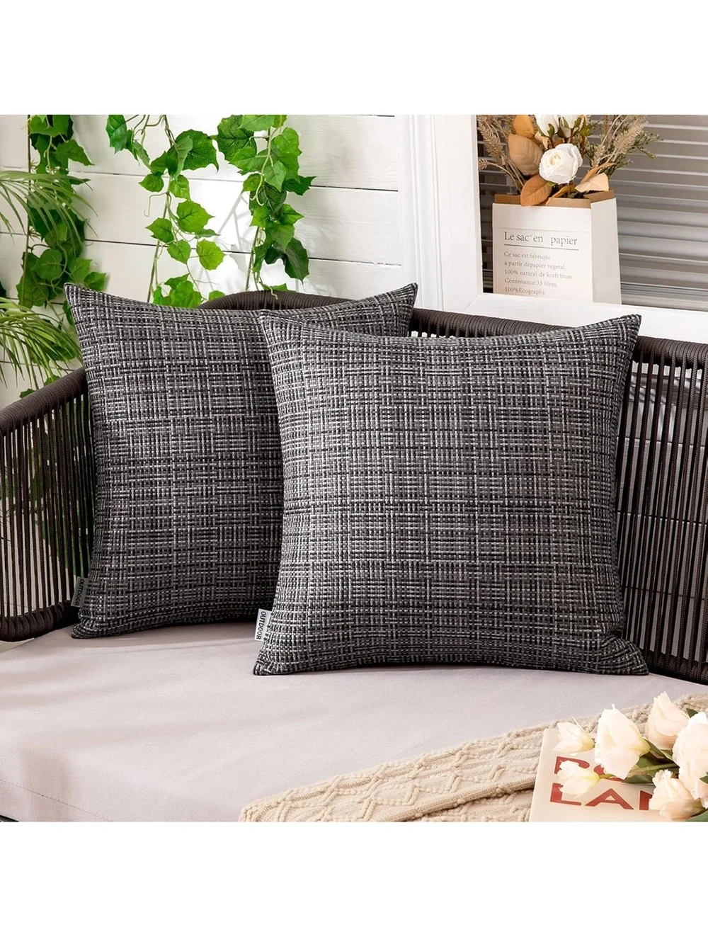 Outdoor Waterproof Throw Pillow Covers Decorative Water Resistant  Covers
